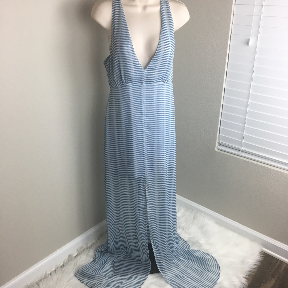BB Dakota size 8 stripe maxi Romper dress v cut